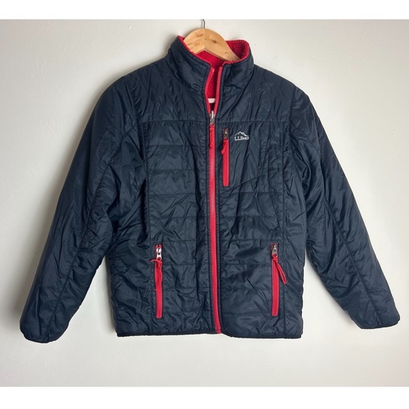 L.L. Bean Other - LL Bean boys reversible fleece jacket size medium grey/red